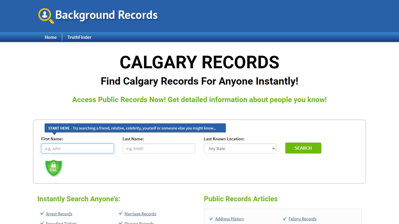Find Calgary Records For Anyone Instantly!