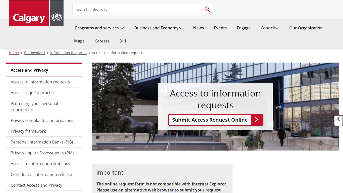 Access to information requests - Calgary